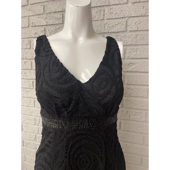 Aidan Mattox Women Black Sleeveless Sequined Lace Dress Size 4 - Picture 2 of 11